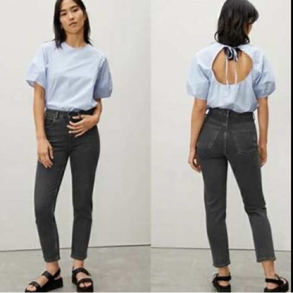🔥 EVERLANE: BLACK Cropped Curvy Cheeky Jean Organic Cotton- Sz 28